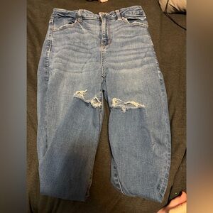 American Eagle Outfitters Blue Ripped Straight Leg Jeans